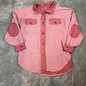 Free People Ruby Jacket Womens L Shacket Oversized Patched Elbows